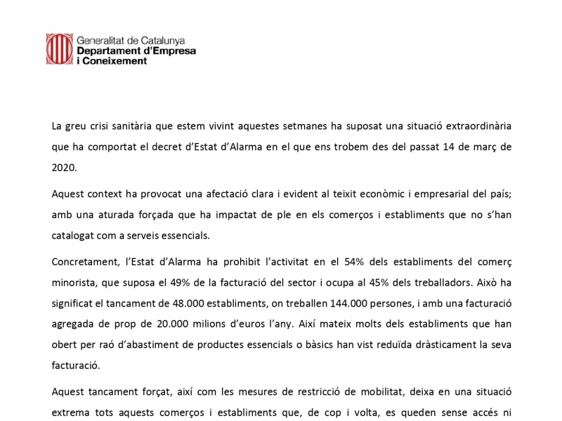 Manifiesto conjunto comercio catalán
