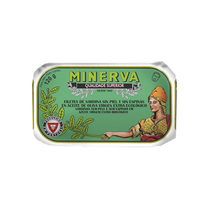 Filetes de sardina sin piel y sin espinas en aceite de oliva virgen extra ecológico Minerva